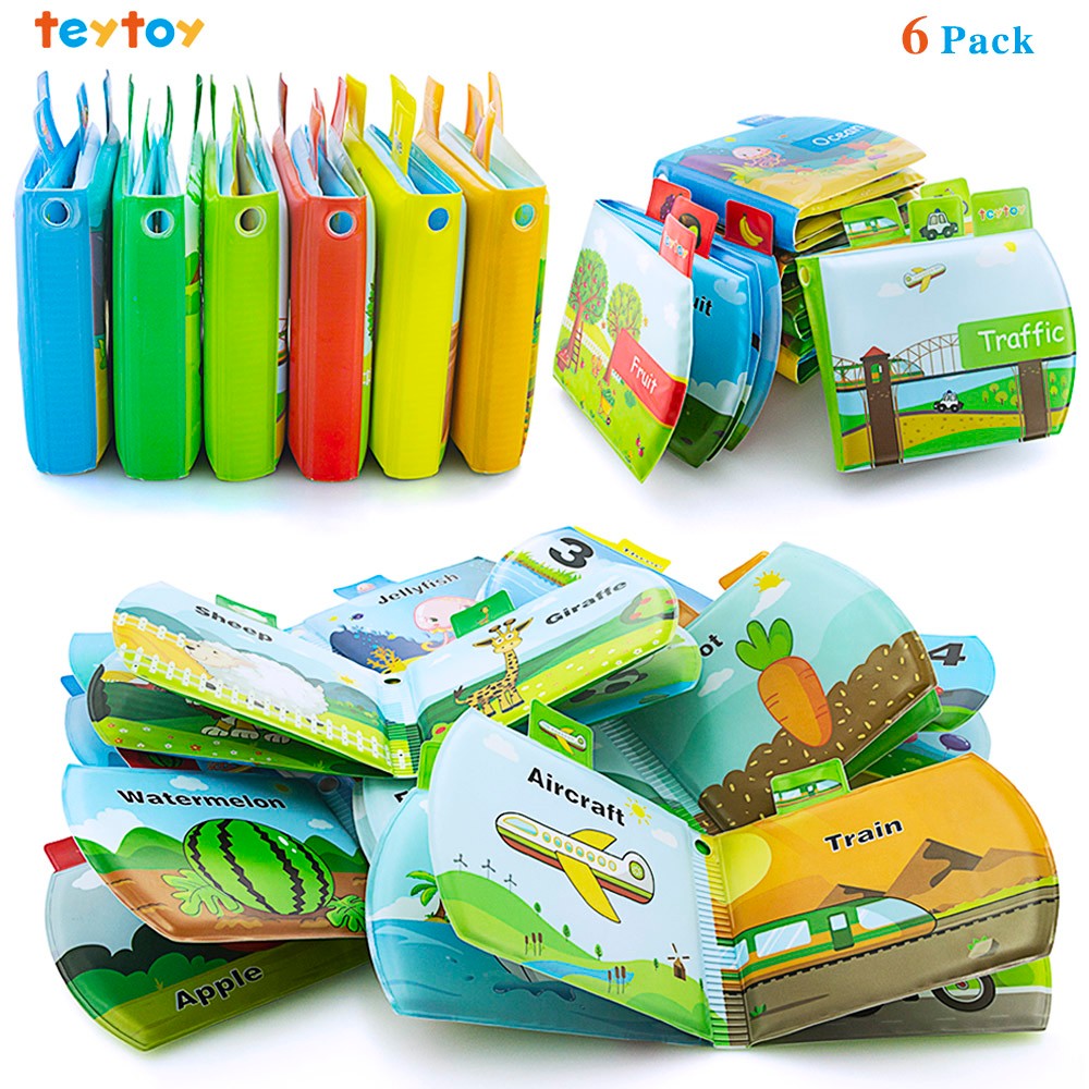 Fridja 6 Pcs Baby Bath Books, Fabric Soft Baby Crinkly Cloth Books, Newborn  Waterproof Bathtub Pool Toys Books, Infant Early Education First Toys for  Toddlers Kids 