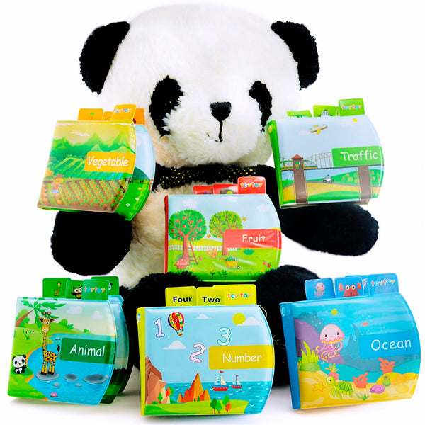 teytoy My First Baby Bath Books, Nontoxic Fabric Soft Baby Bath Toys Early Education Toys Activity Waterproof Baby Books for Toddler, Infants and Kids Perfect for Baby Shower -Pack of 6