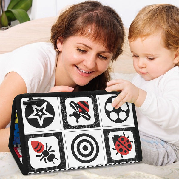 teytoy Tummy Time Floor Mirror, Double High Contrast Activity Developmental Black and White Baby Toys for Infants Boys and Girls