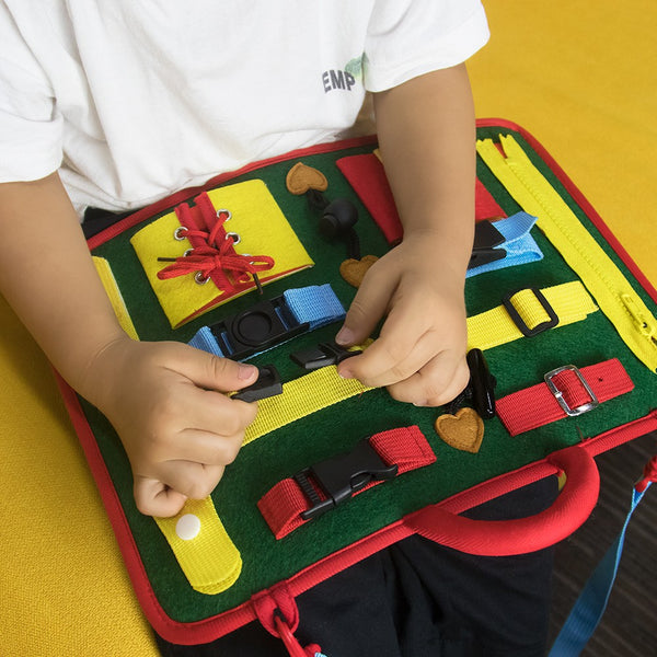 teytoy Busy Board for Toddlers, Baby Basic Skills Activity Board Preschool Educational Learning Toys Fine Motor Montessori Sensory Board Learn to Dress Snap Zip Tie Shoe Laces for 2 to 4 Year Old Kids