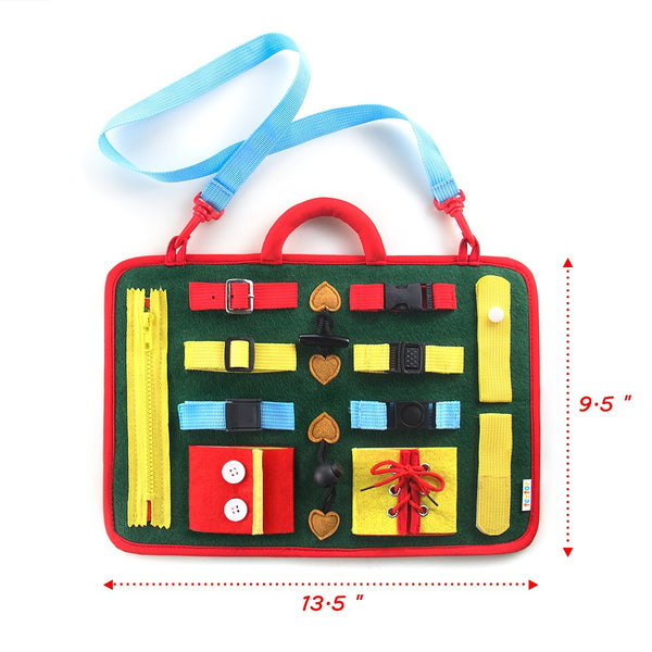 teytoy Busy Board for Toddlers, Baby Basic Skills Activity Board Preschool Educational Learning Toys Fine Motor Montessori Sensory Board Learn to Dress Snap Zip Tie Shoe Laces for 2 to 4 Year Old Kids