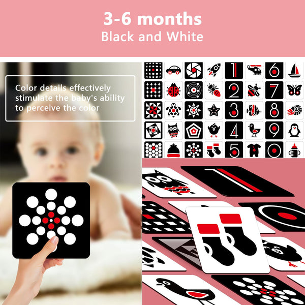Black and White Cards Baby Toys High Contrast Visual Stimulation Flash Cards Learning Toys for Babies Newborn Infants 3 6 9 12 36 Months (5.5'' x 5.5'' 80 Pcs)