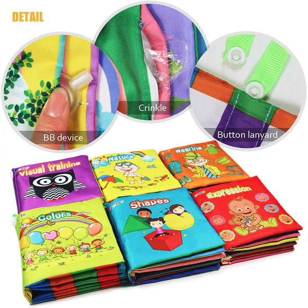 teytoy My First Soft Book, 6 PCS Nontoxic Fabric Baby Cloth Books Early Education Toys Activity Crinkle Cloth Book for Toddler, Infants and Kids Perfect for Baby Shower (New Version)