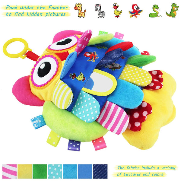 teytoy My First Baby Toys-Who Do You See, Baby Crinkle Activity and Teething Toy with Multi-Sensory Rattle and Textures, Owl