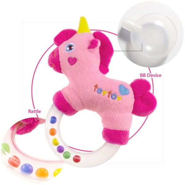 teytoy 2pcs Soft Baby Rattles, Pink Horse & Angel Pig Baby Girl Toy 3 6 9 12 Month Baby Shower