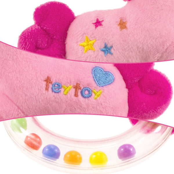 teytoy 2pcs Soft Baby Rattles, Pink Horse & Angel Pig Baby Girl Toy 3 6 9 12 Month Baby Shower
