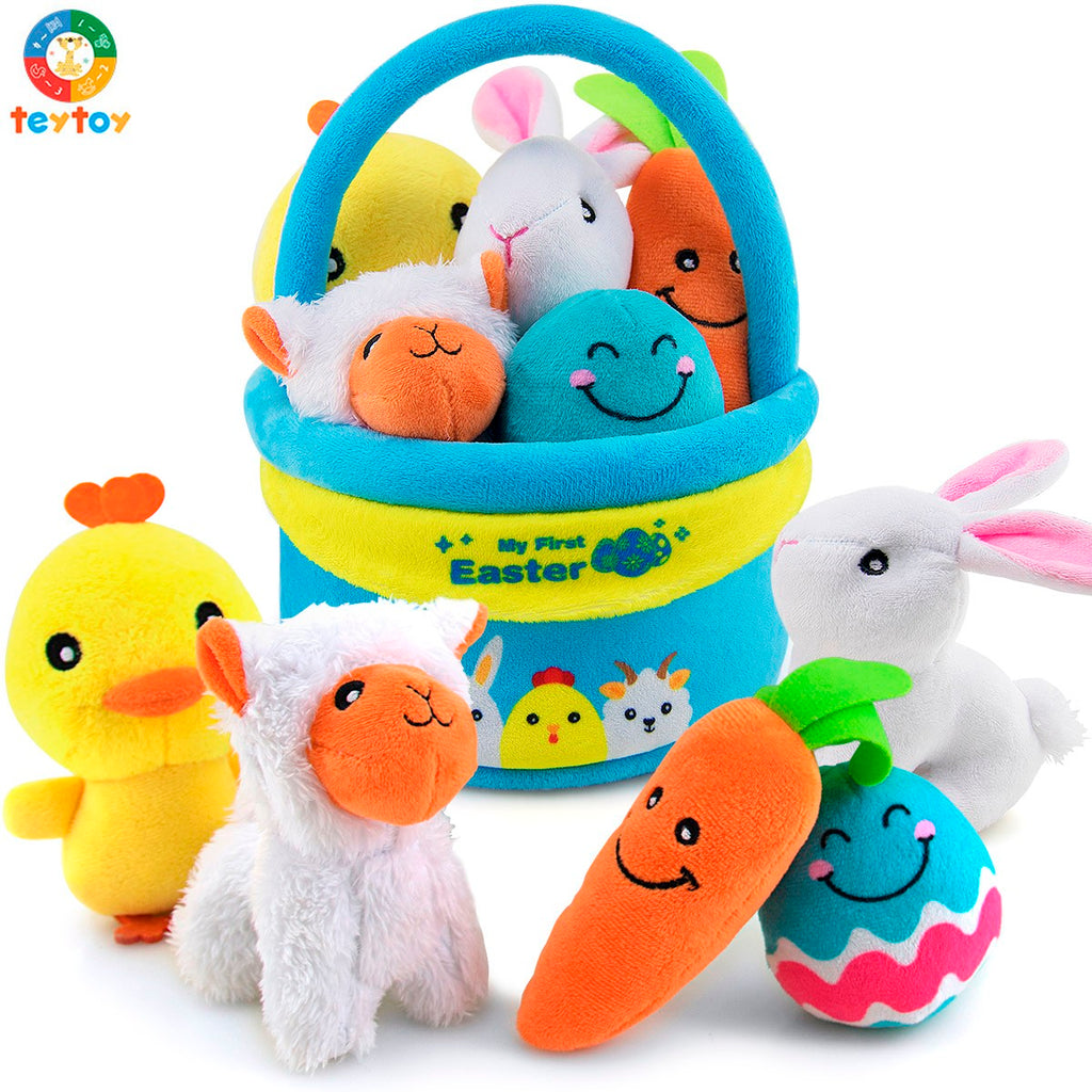 teytoy My First Easter Basket Playset Stuffed, Nontoxic Fabric Baby To