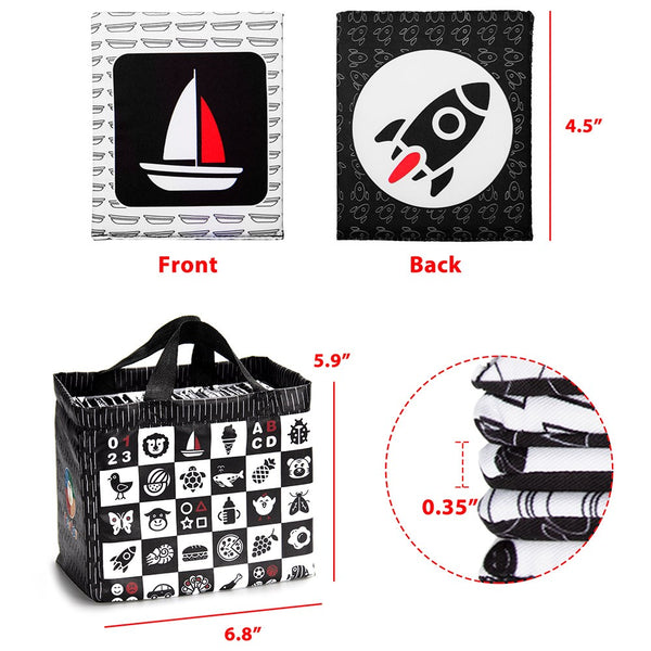 teytoy Black and White Soft Flash Cards, 26 Patterns Babies High Contrast Toys Visual Recognition Early Educational Toy for Baby 0-6 Month, Washable Fabric Newborns Toys Gift with Handbag