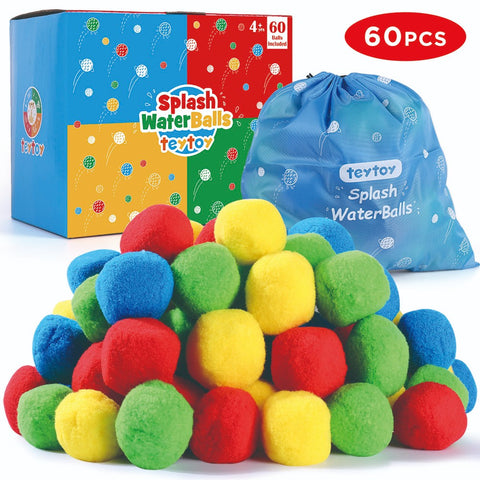 teytoy My First Water Balls Fight, Splash Water Balls with Bag for Kids & Adults Anytime,Pool and Beach Fun Party Favors Toys Perfect for Outdoor Play Activity (60 Pack)