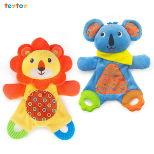 teytoy My First Baby Teething Toy, 2pcs Soft Crinkle Cloth Baby Toys for Toddler, Infants and Kids Perfect for Baby Shower(Lion and Koala)