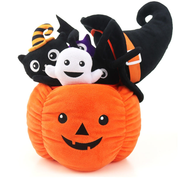 teytoy Halloween Pumpkin Toys Set, Children Halloween Toys Funny Pumpkin Plush Toys Pumpkins, Spiders, Ghosts, Bats, Black Cats, Candy Halloween Party Decoration for Infants Boys and Girls