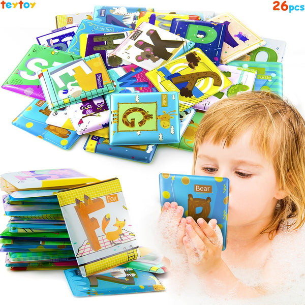 teytoy Alphabet Cards Baby Toys, Soft Alphabet Flash Cards, 26 pcs ABC Infant Early Learning Educational Toy, Activity Bath Bathtub Shower Toy for Toddlers Kids Boys Girls Over 0 Years
