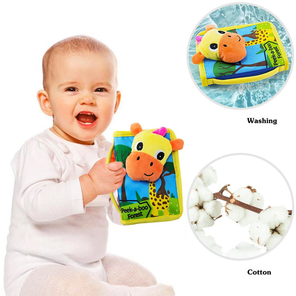 teytoy Baby Quiet Books Animal Cloth Book Infant Soft Activity Books Crinkle and Vibrant Pages 3D Learn Book Toddlers Non Toxic Travel Busy Toy - 2 pcs Busy Forest Theme Book