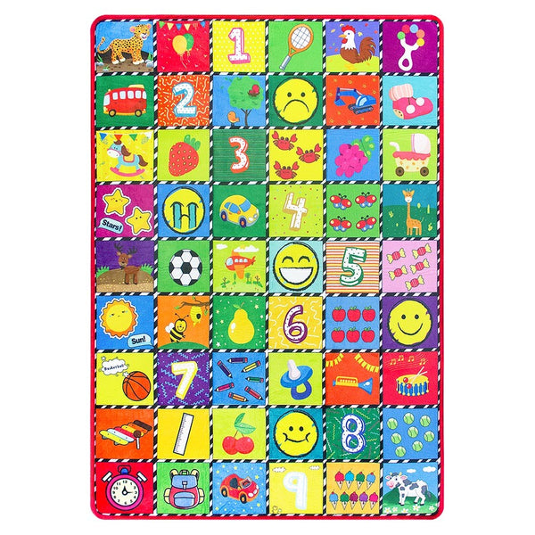 teytoy Baby Rug for Crawling - How Many Are There? Kids Area Rugs Educational Play Mat for Room Decor, Count Game, Learn Animals, Expressions, Family Beach Carpet Outdoor Indoor Gift 3.4' x 5'